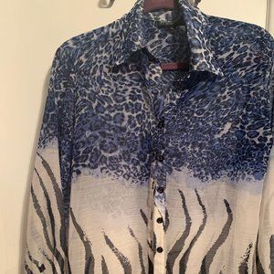 MISHCA SHEER WOMENS TUNIC BLOUSE SZ M